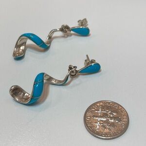 Silver and Blue Spiral Earrings